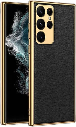 DIGITAL STAR Compatible Leather Case Electroplate Leather Samsung Galaxy S23 Ultra