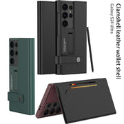 DIGITAL STAR  Hybrid Premium Flip Leather Case for Samsung Galaxy S24 Ultra  Back Case with Kickstand + Card Holder, Slim Protective Flip Case Compatible Only for S24 Ultra