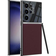 DIGITAL STAR  Back Cover for Samsung Galaxy S24 Ultra Premium Leather Electroplating Case  (Black)