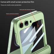 DIGITAL STAR Armor Automatic Recovery Magnetic Hinge Protection Cover Compatible with Samsung Galaxy Z Flip 5 Front Glass Cover Kickstand Shockproof Protective Case