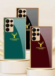 DIGITAL STAR Samsung Galaxy S23 Ultra Glossy Maroon and Gold Deer Shockproof Phone Cover (