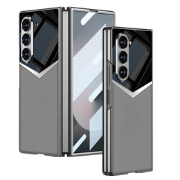 Glass & PU Leather Electroplated Back Case Cover for Samsung Galaxy Fold 6 5G