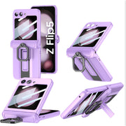 DIGITAL STAR Armor Automatic Recovery Magnetic Hinge Protection Cover Compatible with Samsung Galaxy Z Flip 5 Front Glass Cover Kickstand Shockproof Protective Case