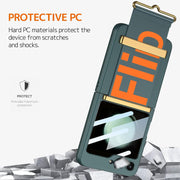 DIGITAL STAR Compatible Hand Strap Case for Samsung Galaxy Z Flip 5 Wristband Case with Camera Screen Protector,  Shockproof PU Leather Cover Protective Flip Phone Case for Samsung Flip 5 5g Case