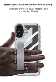 DIGITAL STAR  Transparent Clear Shock Proof Back Case/Cover with Silicone Band for iPhone 16 - (Black | Rubber)