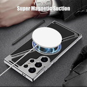 DIGITAL STAR Leather Case Compatible with Samsung Galaxy S25 Ultra Kickstand Electroplated Silicone Borders Matte Glossy Pattern Camera Protection Cover