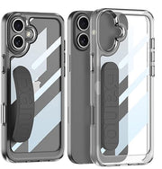 DIGITAL STAR  Transparent Clear Shock Proof Back Case/Cover with Silicone Band for iPhone 16 - (Black | Rubber)