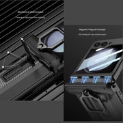 DIGITAL STAR Armor Automatic Recovery Magnetic Hinge Protection Cover Compatible with Samsung Galaxy Z Flip 5 Front Glass Cover Kickstand Shockproof Protective Case