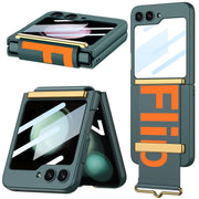 DIGITAL STAR Compatible Hand Strap Case for Samsung Galaxy Z Flip 5 Wristband Case with Camera Screen Protector,  Shockproof PU Leather Cover Protective Flip Phone Case for Samsung Flip 5 5g Case