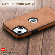 DIGITAL STAR  Genuine Leather Finish iPhone 15 Back Cover Case | Shockproof Design