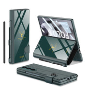 DIGITAL STAR  Ultra Hybrid Premium Case Compatible with Samsung Galaxy Z Fold 6 Case with S-Pen Holder Case Flip Colorful Plating Glass Leather All-Inclusive Cover for Samsung Galaxy Z Fold 6