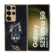 DIGITAL STAR Back Cover Samsung Galaxy S24 Ultra Glossy Black and Gold Lion Shockproof