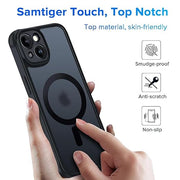 DIGITAL STAR for iPhone 15 Case | Strong Magnet Camera Protection Translucent Matte Hard Back Cover Compatible with Mag-Safe