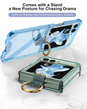 DIGITAL STAR Z Flip 5 Case with Ring Stand | Galaxy Z Flip 5 Clear Airbag Case with High-Transparency Soft Film Protective Cover for Samsung Galaxy Z Flip 5