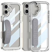 DIGITAL STAR  Transparent Clear Shock Proof Back Case/Cover with Silicone Band for iPhone 16 - (Black | Rubber)