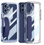 DIGITAL STAR  Transparent Clear Shock Proof Back Case/Cover with Silicone Band for iPhone 16 - (Black | Rubber)