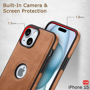 DIGITAL STAR  Genuine Leather Finish iPhone 15 Back Cover Case | Shockproof Design