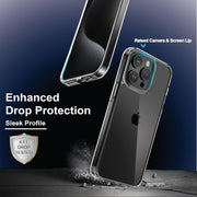 DIGITAL SATR Back Cover Compatible with iPhone 15 Pro Max Clear case (TPU + Tough Polycarbonate Back I 5ft Drop Protection Tested I Transparent)