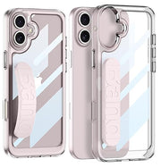 DIGITAL STAR  Transparent Clear Shock Proof Back Case/Cover with Silicone Band for iPhone 16 - (Black | Rubber)