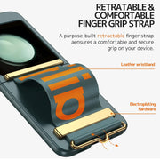 DIGITAL STAR Compatible Hand Strap Case for Samsung Galaxy Z Flip 5 Wristband Case with Camera Screen Protector,  Shockproof PU Leather Cover Protective Flip Phone Case for Samsung Flip 5 5g Case