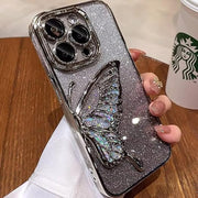 DIGITAL STAR iPhone Case with Luxury Glitter Cute Butterfly Plating Design Aesthetic Women Teen Girls Phone Cases Camera Protection Shockproof Cover