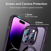 DIGITAL STAR iPhone 14 Pro Case, Compatible with MagSafe, Scratch-Resistant, Thin and Slim, Classic Shockproof Military-Grade Protection, TPU, Magnetic Back Cover, Clear Purple