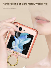DIGITAL STAR Z Flip 5 Case with Ring Stand | Galaxy Z Flip 5 Clear Airbag Case with High-Transparency Soft Film Protective Cover for Samsung Galaxy Z Flip 5