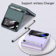 DIGITAL STAR  Z Flip 3 Case with Capacitance Pen for Samsung Galaxy Z Flip 3 5G Case with Pen Slot and Glass Protection