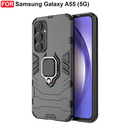 Digital star  Rugged Samsung Galaxy A55 (5G) Defender Case | Rotating Ring Holder & Kickstand in-Built | Military Grade Armor | Bumper Back Cover (Black)