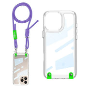 DIGITAL STAR for iPhone 16 Clear Case Anti-Drop PC+TPU Phone Cover with Shoulder Strap
