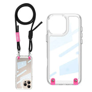 DIGITAL STAR for iPhone 16 Clear Case Anti-Drop PC+TPU Phone Cover with Shoulder Strap