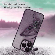 DIGITAL STAR iPhone 14 Pro Max Cover With Glitter Cute Butterfly Electroplating Design Back Cover Case