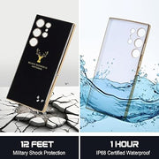 DIGITAL STAR Back Cover Samsung Galaxy S24 Ultra Glossy Black and Gold Deer Shockproof Phone Cover
