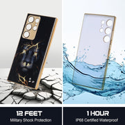 DIGITAL STAR Back Cover Samsung Galaxy S24 Ultra Glossy Black and Gold Lion Shockproof