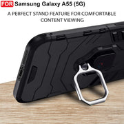 Digital star  Rugged Samsung Galaxy A55 (5G) Defender Case | Rotating Ring Holder & Kickstand in-Built | Military Grade Armor | Bumper Back Cover (Black)
