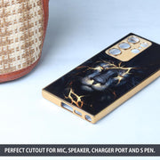 DIGITAL STAR Back Cover Samsung Galaxy S24 Ultra Glossy Black and Gold Lion Shockproof