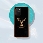 DIGITAL STAR Luxury Golden Edges Deer Glass Back Case For Samsung Galaxy S10 Lite