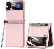 DIGITAL STAR  Z Flip 3 Case with Capacitance Pen for Samsung Galaxy Z Flip 3 5G Case with Pen Slot and Glass Protection