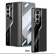 Digital Star  Back Cover Case for Samsung Galaxy Z Fold 5 Shockproof Protective Quilted Classic Plain Leather Craft Case(Black)