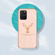 DIGITAL STAR Luxury Golden Edges Deer Glass Back Case For Samsung Galaxy S10 Lite