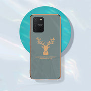 DIGITAL STAR Luxury Golden Edges Deer Glass Back Case For Samsung Galaxy S10 Lite