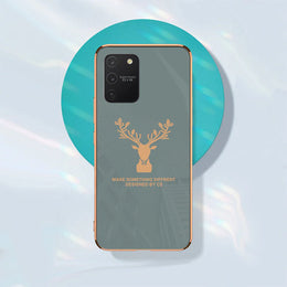DIGITAL STAR Luxury Golden Edges Deer Glass Back Case For Samsung Galaxy S10 Lite