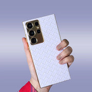 DIGITAL STAR Leather Woven Gold Plated Case - Samsung