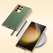 DIGITAL STAR Leather Woven Gold Plated Case - Samsung