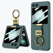 DIGITAL STAR  Galaxy Z Flip 6 Case - Ultra-Thin Leather with Exclusive Z Ring, Built-in Screen Protector, Slim and Stylish Phone Case for Samsung Galaxy Z Flip 6 Case