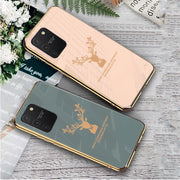 DIGITAL STAR Luxury Golden Edges Deer Glass Back Case For Samsung Galaxy S10 Lite