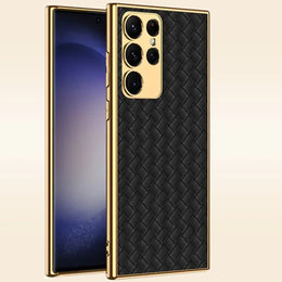 DIGITAL STAR Leather Woven Gold Plated Case - Samsung
