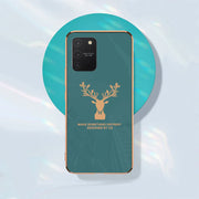 DIGITAL STAR Luxury Golden Edges Deer Glass Back Case For Samsung Galaxy S10 Lite