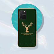 DIGITAL STAR Luxury Golden Edges Deer Glass Back Case For Samsung Galaxy S10 Lite