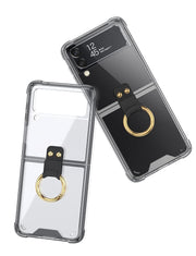 DIGITAL STAR  Case for Samsung Galaxy Z Flip 3,Shell All-Inclusive Phone Case with Ring Video Stand,Samsung Galaxy Z Flip 3 5G Folding Phone Cover with Stylus and Pen Slot-